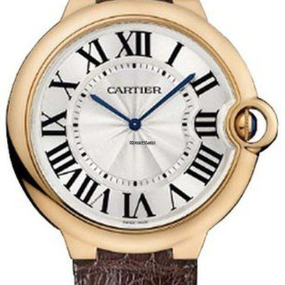 Cartier Ballon Bleu 44mm Manual winding Men's Watch Rose Gold Case With Leather Strap Authentic Luxury Timepiece