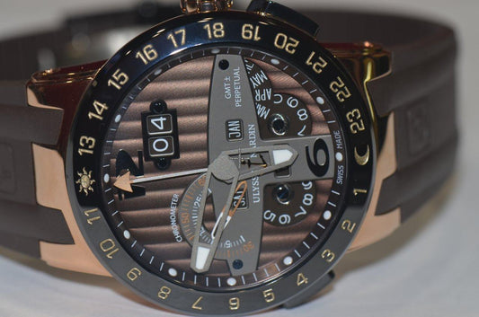 Ulysse Nardin El Toro / Black Toro Automatic Men's Watch Rose Gold Case With Rubber Strap Authentic Luxury Timepiece