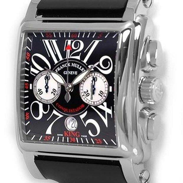 Franck Muller Conquistador Cortez Automatic Men's Watch Steel Case With Leather Strap Authentic Luxury Timepiece