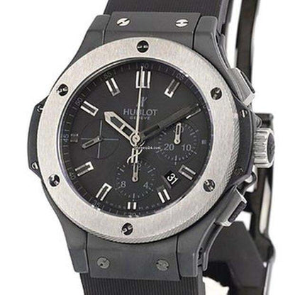 Hublot Big Bang 44 mm Automatic Men's Watch Ceramic Case With Rubber Strap Authentic Luxury Timepiece