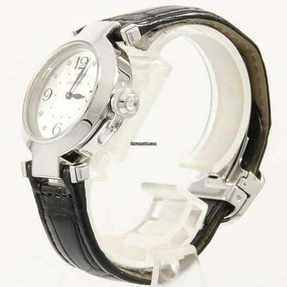 Cartier Pasha Quartz Men's Watch White Gold Case With Leather Strap Authentic Luxury Timepiece