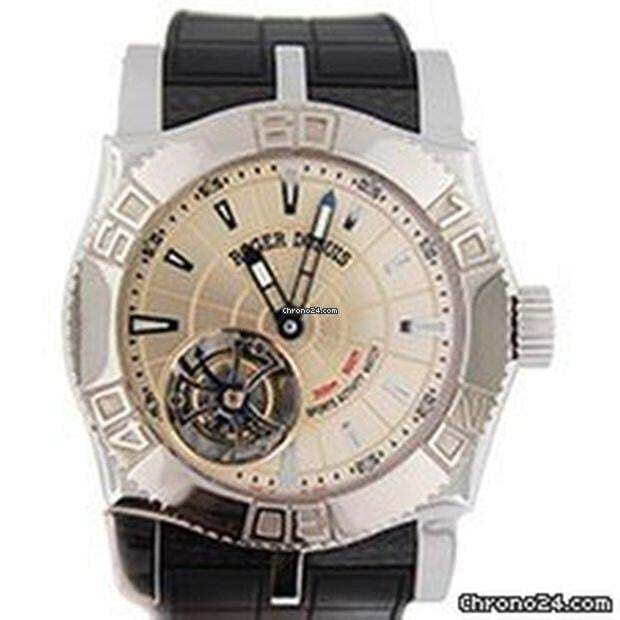 Roger Dubuis Easy Diver Manual winding Men's Watch Steel Case With Leather Strap Authentic Luxury Timepiece