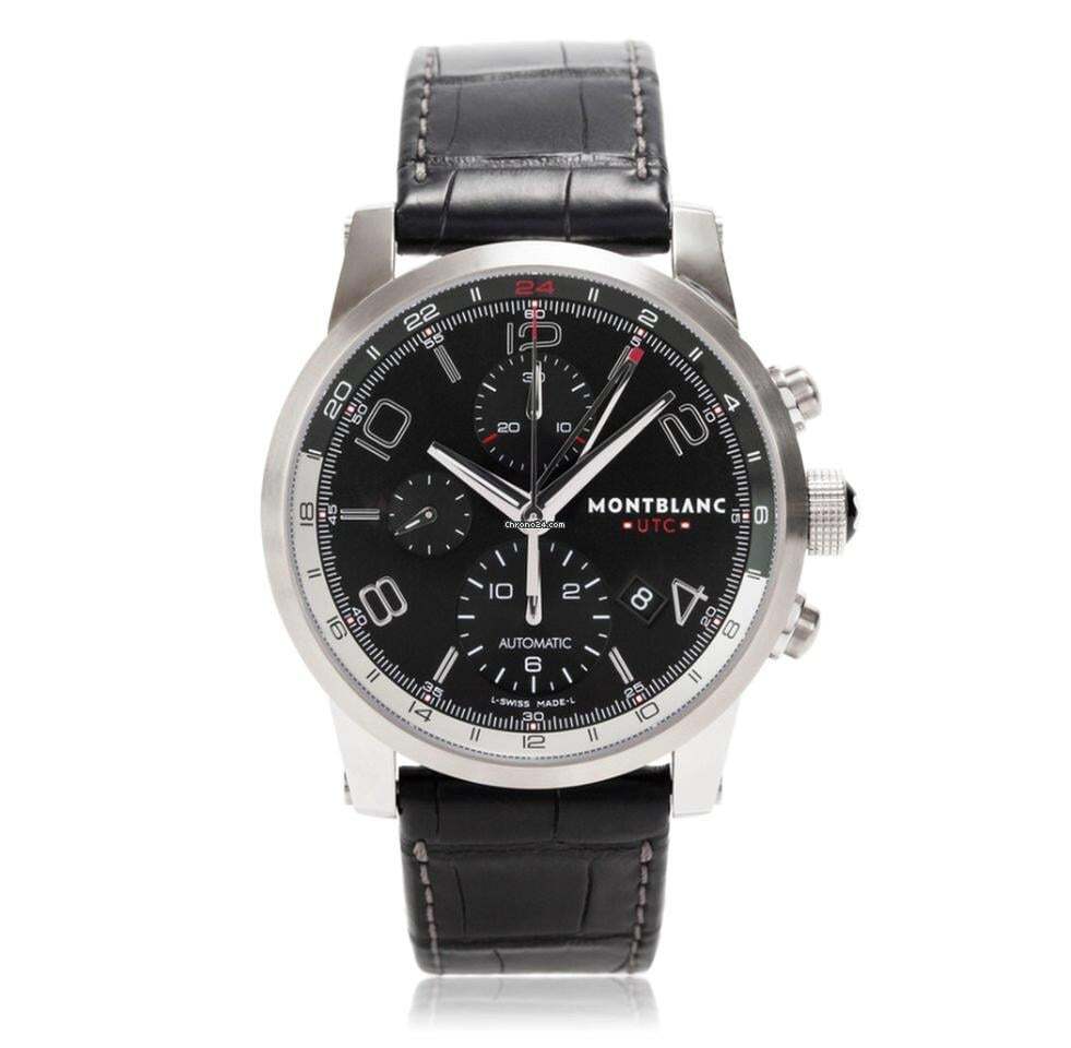 Montblanc Timewalker Automatic Men's Watch Steel Case With Leather Strap Authentic Luxury Timepiece