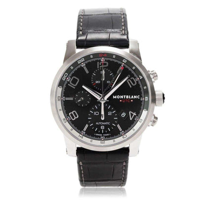 Montblanc Timewalker Automatic Men's Watch Steel Case With Leather Strap Authentic Luxury Timepiece