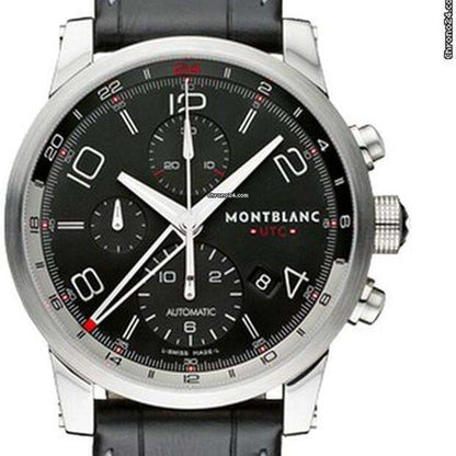 Montblanc Timewalker Automatic Men's Watch Steel Case With Leather Strap Authentic Luxury Timepiece