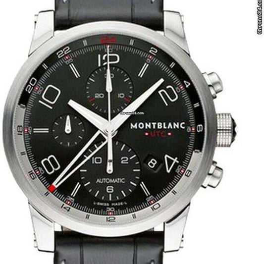 Montblanc Timewalker Automatic Men's Watch Steel Case With Leather Strap Authentic Luxury Timepiece