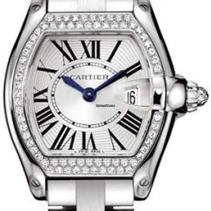 Cartier Roadster Quartz Women's Watch With White Gold Case and Strap Authentic Luxury Timepiece