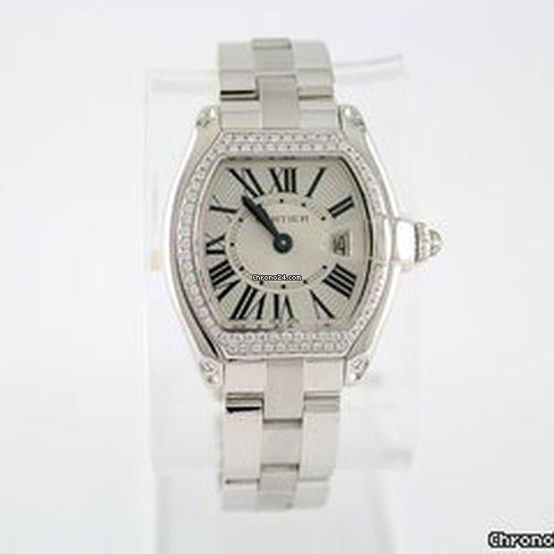 Cartier Roadster Quartz Women's Watch With White Gold Case and Strap Authentic Luxury Timepiece