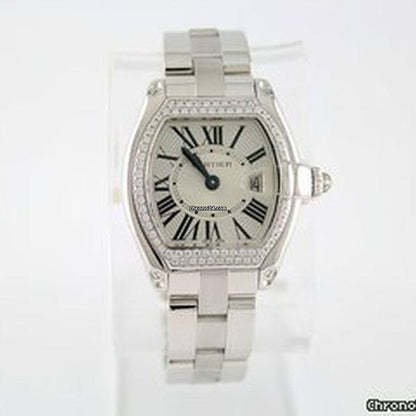 Cartier Roadster Quartz Women's Watch With White Gold Case and Strap Authentic Luxury Timepiece