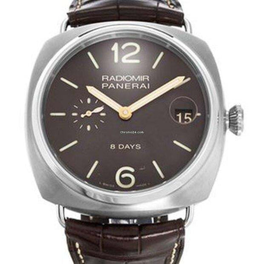 Panerai Radiomir 8 Days Automatic Men's Watch Steel Case With Leather Strap Authentic Luxury Timepiece