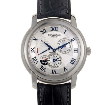 Audemars Piguet Jules Audemars Automatic Men's Watch Platinum Case With Leather Strap Authentic Luxury Timepiece