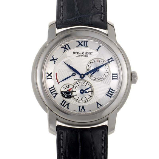 Audemars Piguet Jules Audemars Automatic Men's Watch Platinum Case With Leather Strap Authentic Luxury Timepiece
