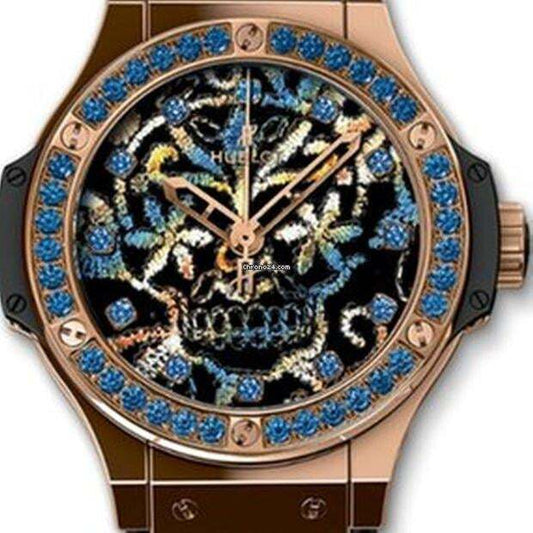 Hublot Big Bang Broderie Automatic Women's Watch Rose Gold Case With Rubber Strap Authentic Luxury Timepiece