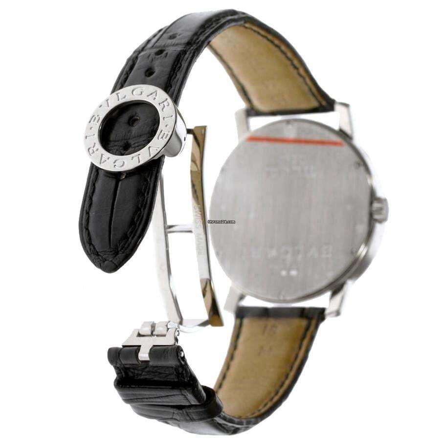 Bulgari Bulgari Automatic Men's Watch White Gold Case With Leather Strap Authentic Luxury Timepiece