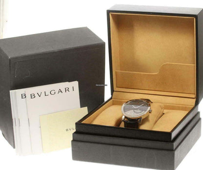 Bulgari Bulgari Automatic Men's Watch White Gold Case With Leather Strap Authentic Luxury Timepiece
