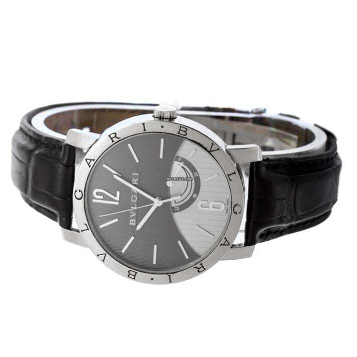 Bulgari Bulgari Automatic Men's Watch White Gold Case With Leather Strap Authentic Luxury Timepiece