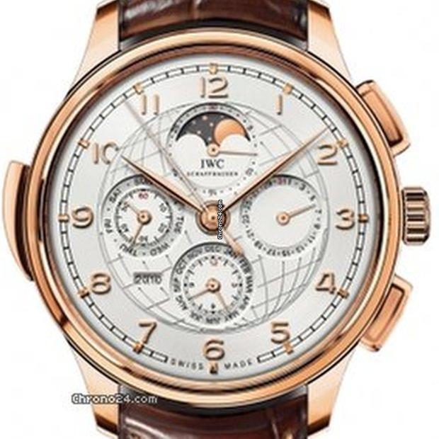 IWC Portuguese Grande Complication Automatic Men's Watch Rose Gold Case With Leather Strap Authentic Luxury Timepiece