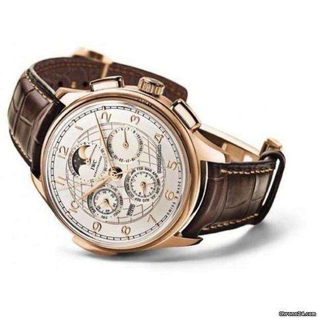 IWC Portuguese Grande Complication Automatic Men's Watch Rose Gold Case With Leather Strap Authentic Luxury Timepiece
