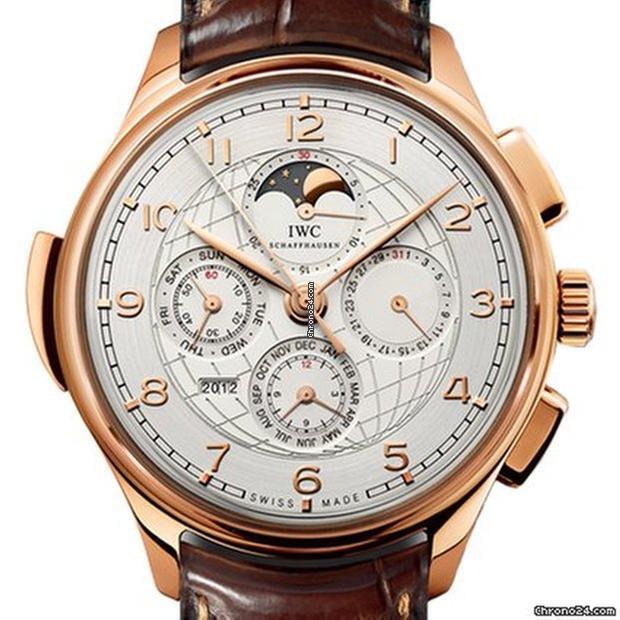 IWC Portuguese Grande Complication Automatic Men's Watch Rose Gold Case With Leather Strap Authentic Luxury Timepiece