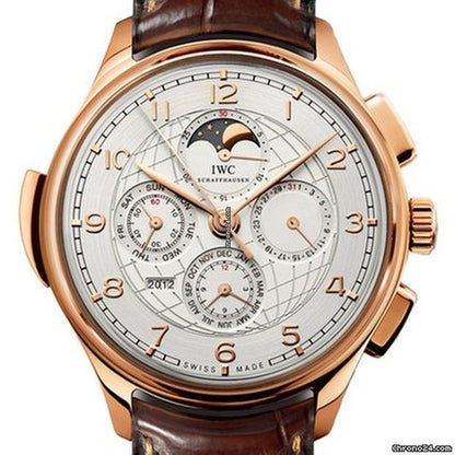 IWC Portuguese Grande Complication Automatic Men's Watch Rose Gold Case With Leather Strap Authentic Luxury Timepiece