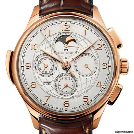 IWC Portuguese Grande Complication Automatic Men's Watch Rose Gold Case With Leather Strap Authentic Luxury Timepiece