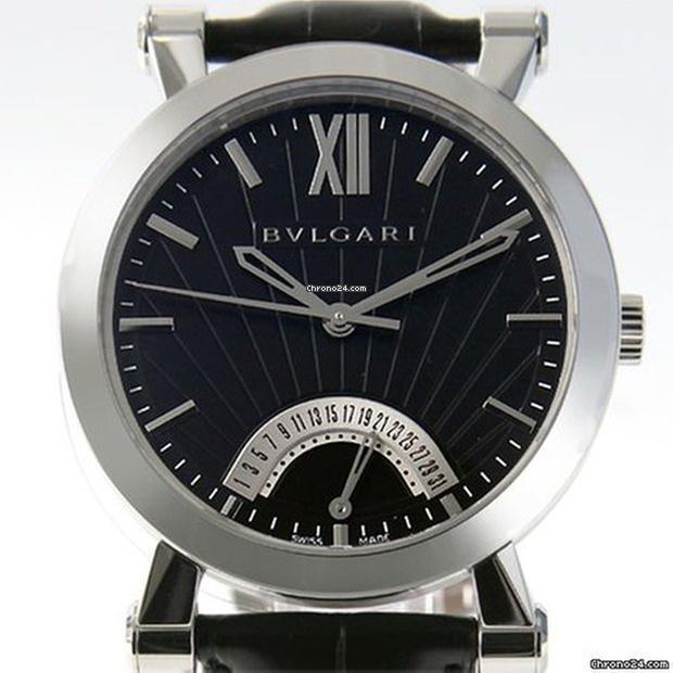 Bulgari Sotirio Automatic Men's Watch Steel Case With Leather Strap Authentic Luxury Timepiece