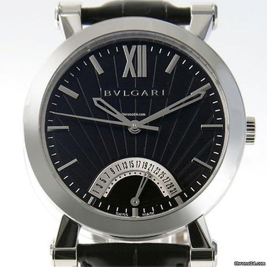 Bulgari Sotirio Automatic Men's Watch Steel Case With Leather Strap Authentic Luxury Timepiece