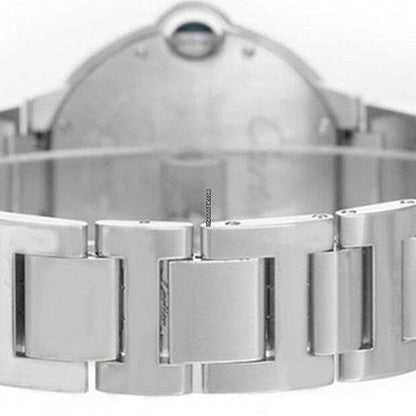 Cartier Ballon Bleu 36mm Automatic Men's Watch With White Gold Case and Strap Authentic Luxury Timepiece