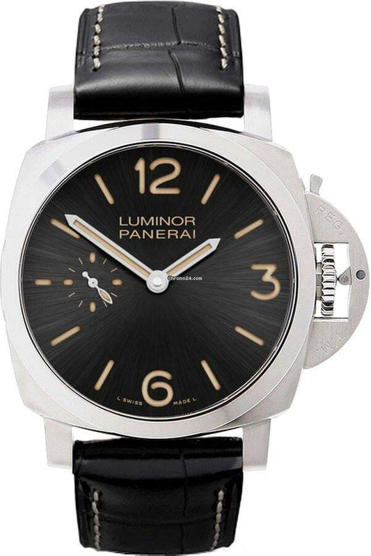 Panerai Luminor Due Manual winding Men's Watch Steel Case With Lizard skin Strap Authentic Luxury Timepiece