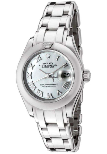 Rolex Automatic Women's Watch With White Gold Case and Strap Authentic Luxury Timepiece