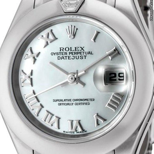 Rolex Automatic Women's Watch With White Gold Case and Strap Authentic Luxury Timepiece
