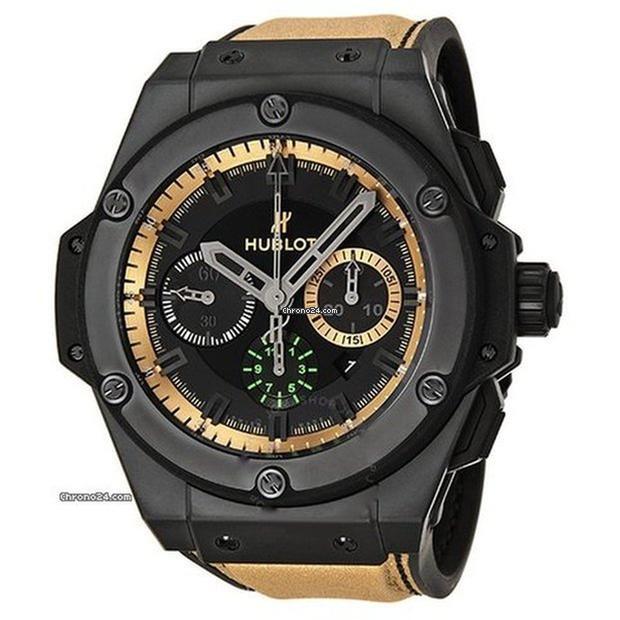 Hublot King Power Automatic Men's Watch Ceramic Case With Leather Strap Authentic Luxury Timepiece