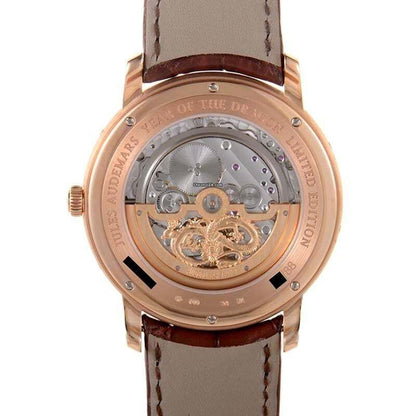 Audemars Piguet Jules Audemars Automatic Men's Watch Rose Gold Case With Leather Strap Authentic Luxury Timepiece