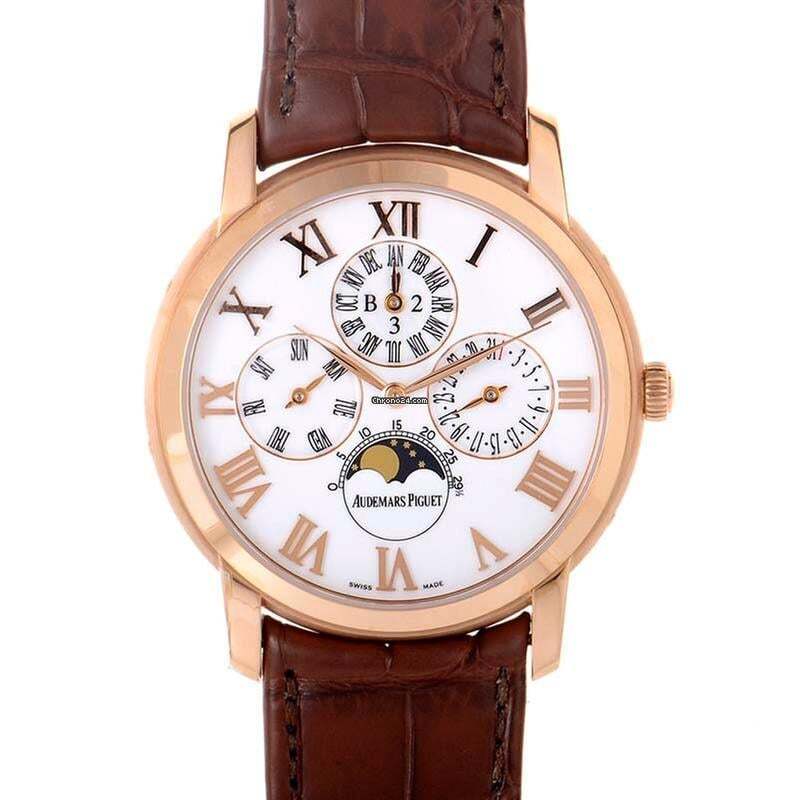 Audemars Piguet Jules Audemars Automatic Men's Watch Rose Gold Case With Leather Strap Authentic Luxury Timepiece