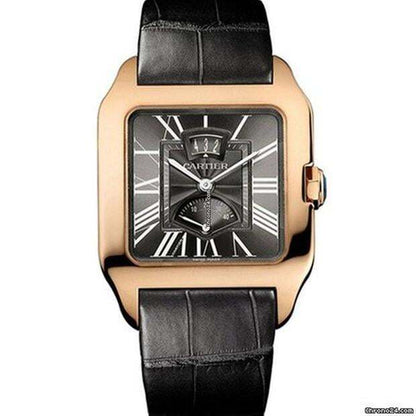 Cartier Santos Dumont Manual winding Men's Watch Rose Gold Case With Leather Strap Authentic Luxury Timepiece