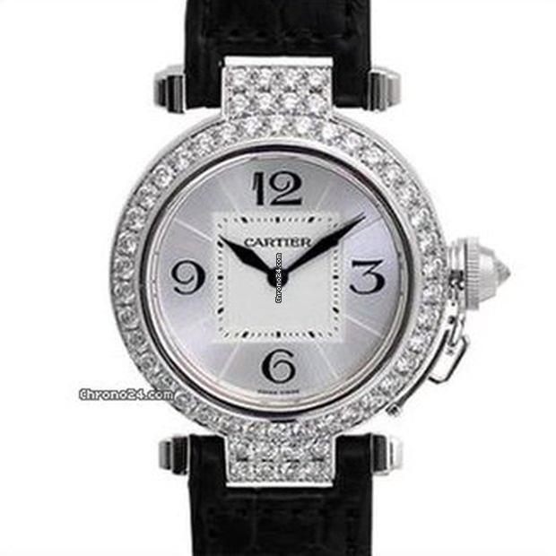 Cartier Pasha Quartz Women's Watch White Gold Case With Leather Strap Authentic Luxury Timepiece