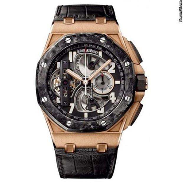 Audemars Piguet Royal Oak Offshore Tourbillon Chronograph Manual winding Men's Watch Rose Gold Case With Crocodile skin Strap