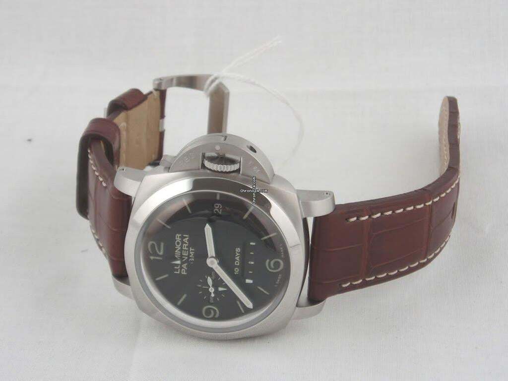 Panerai Luminor 1950 10 Days GMT Automatic Men's Watch Steel Case With Leather Strap Authentic Luxury Timepiece