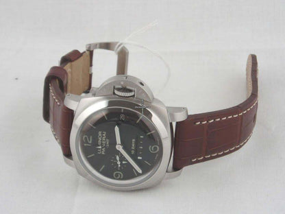 Panerai Luminor 1950 10 Days GMT Automatic Men's Watch Steel Case With Leather Strap Authentic Luxury Timepiece