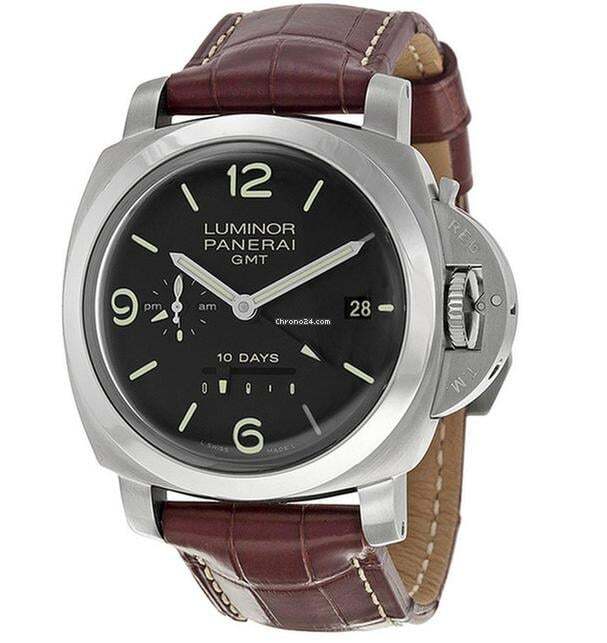 Panerai Luminor 1950 10 Days GMT Automatic Men's Watch Steel Case With Leather Strap Authentic Luxury Timepiece
