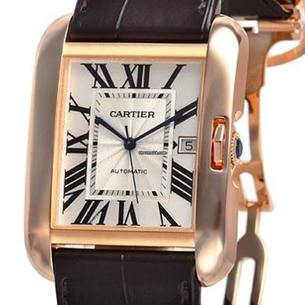 Cartier Tank Anglaise Automatic Men's Watch Rose Gold Case With Leather Strap Authentic Luxury Timepiece