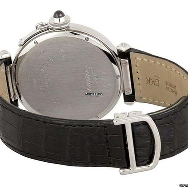 Cartier Pasha Automatic Men's Watch White Gold Case With Leather Strap Authentic Luxury Timepiece