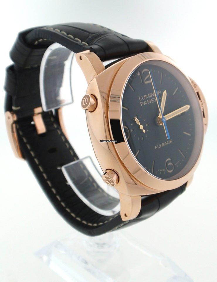Panerai Luminor 1950 3 Days Chrono Flyback Automatic Men's Watch Rose Gold Case With Leather Strap Authentic Luxury Timepiece