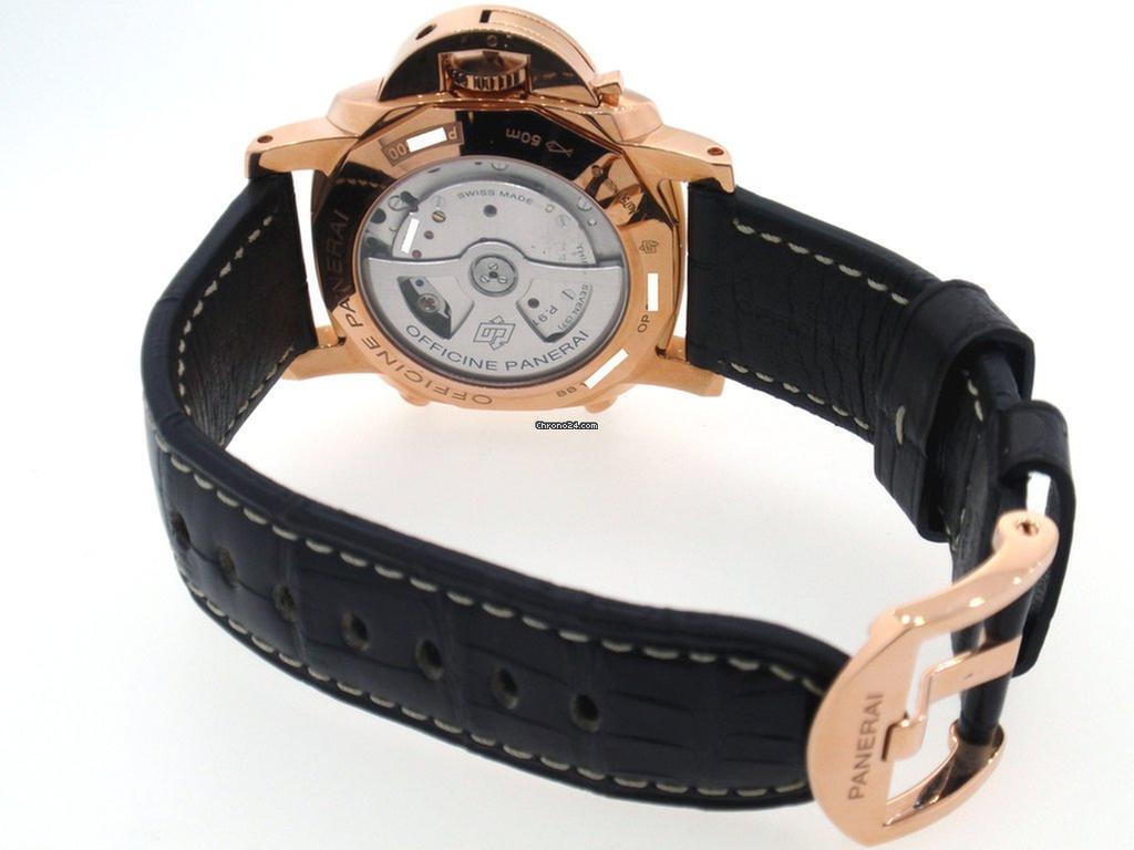 Panerai Luminor 1950 3 Days Chrono Flyback Automatic Men's Watch Rose Gold Case With Leather Strap Authentic Luxury Timepiece