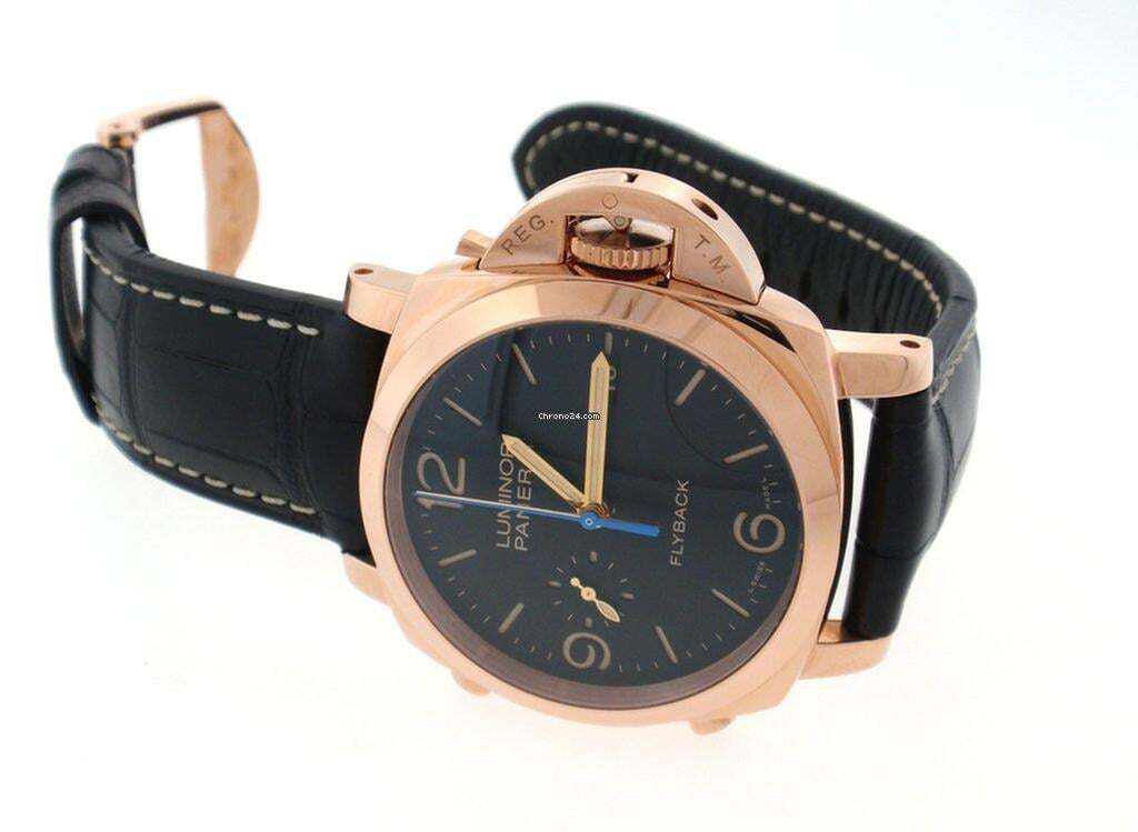 Panerai Luminor 1950 3 Days Chrono Flyback Automatic Men's Watch Rose Gold Case With Leather Strap Authentic Luxury Timepiece