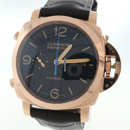 Panerai Luminor 1950 3 Days Chrono Flyback Automatic Men's Watch Rose Gold Case With Leather Strap Authentic Luxury Timepiece
