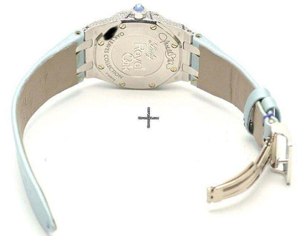 Audemars Piguet Royal Oak Lady Quartz Women's Watch White Gold Case With Satin Strap Authentic Luxury Timepiece
