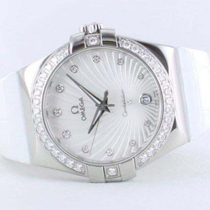 Omega Constellation Quartz Quartz Women's Watch Steel Case With Leather Strap Authentic Luxury Timepiece