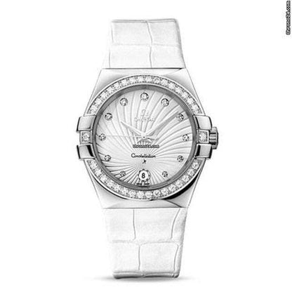 Omega Constellation Quartz Quartz Women's Watch Steel Case With Leather Strap Authentic Luxury Timepiece