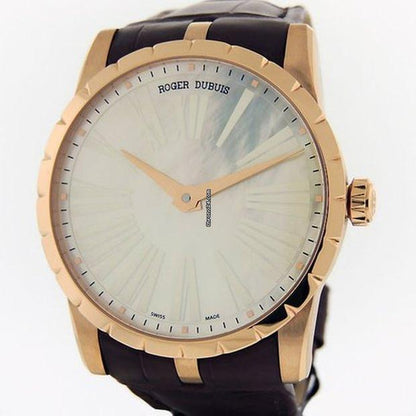 Roger Dubuis Excalibur Automatic Men's Watch Rose Gold Case With Leather Strap Authentic Luxury Timepiece
